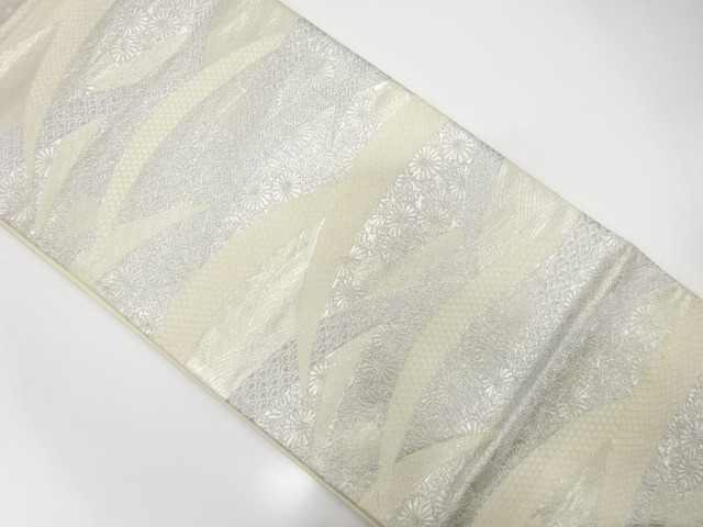 JAPANESE KIMONO / ANTIQUE FUKURO OBI / SILK / WOVEN GRASS & FLOWER